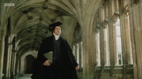 Mr Darcy in the halls of Cambridge University filmed in Lacock Abbey. Visit the filming locations of BBC’s 1995 Pride and Prejudice TV mini-series