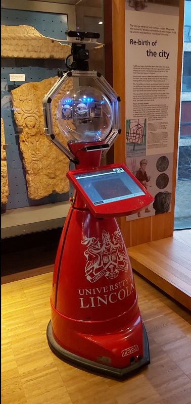 Lindsay the tour guide robot at The Collection. Exploring the historic city of Lincoln, England