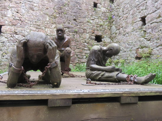 Prisoner sculptures, Mont Orgueil Castle. A Weekend in Jersey, Channel Islands