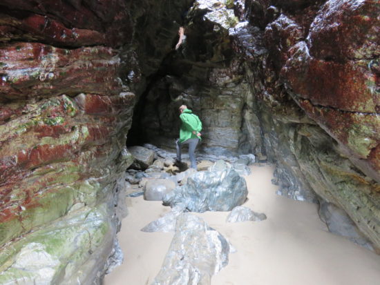 Cave on Chapel Porth Beach. Self-Drive Itinerary Around the Coast of Cornwall England