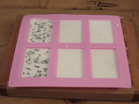 Soothing goat milk, lavender, oatmeal, and vitamin E soap recipe for eczema and dry, irritated skin