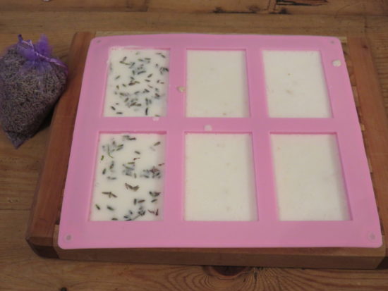 Soothing goat milk, lavender, oatmeal, and vitamin E soap recipe for eczema and dry, irritated skin