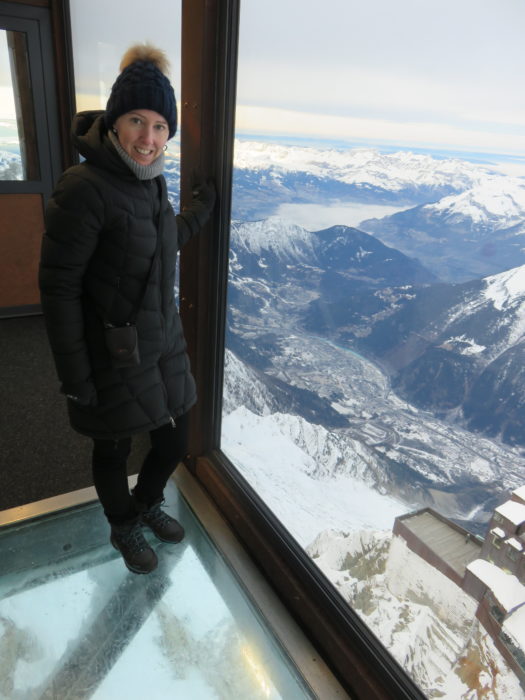 The glass floor whilst waiting for the Step into the Void at Aguille Du Midi. What to See and Do in and Around Chamonix French Alps – Other Than Skiing #winterholiday #france