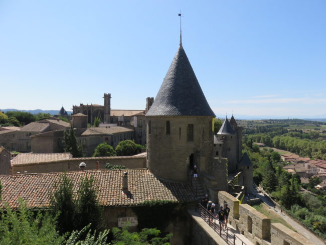 Views from the Château Comtal ramparts. Day Trip to Carcassonne Medieval Citadel and Castle #france #francetravel #carcassonne