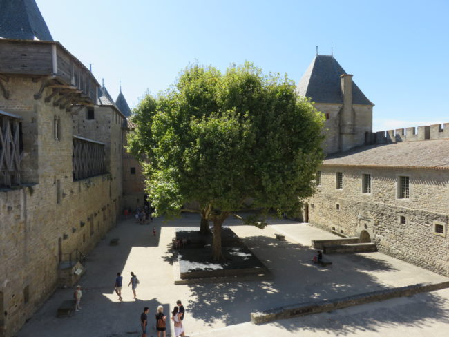Courtyard of Château Comtal. Day Trip to Carcassonne Medieval Citadel and Castle #france #francetravel #carcassonne