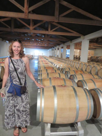 Wine barrels at Château Marquis de Terme. Wine tour of the Medoc region Bordeaux #france #francetravel #winetour