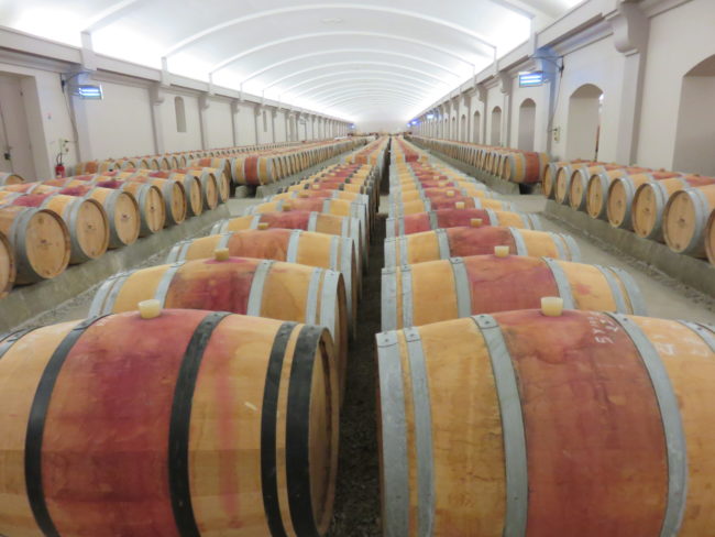 Wine barrels at Château Lagrange. Wine tour of the Medoc region Bordeaux #france #francetravel #winetour