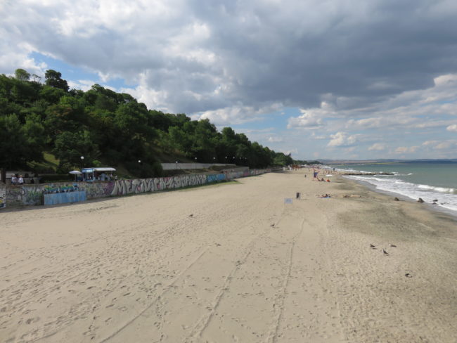Burgas beach with the Sea Garden as the backdrop. Relaxing in Burgas on the Black Sea Coast #burgas #bulgaria