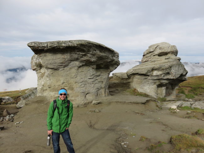 Babele rock formations in Bucegi Mountains. Hiking in Romania's Bucegi Mountains