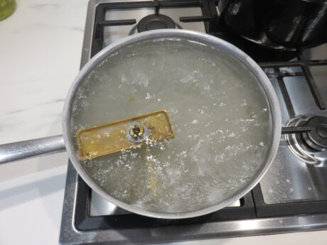 Boiling the lacquer off brass door handles