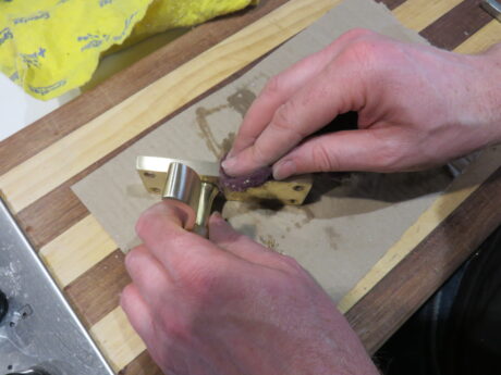 Removing the lacquer from the brass door handles